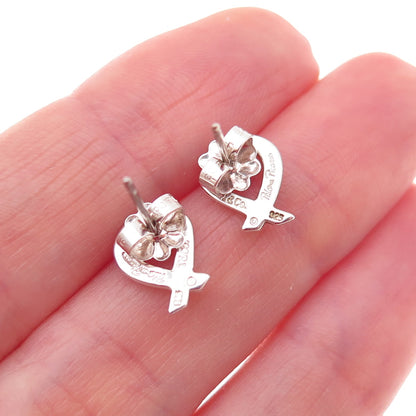 Tiffany & Co. Paloma Picasso 925 Sterling Silver Vintage Loving Heart Earrings