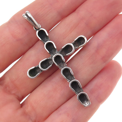 925 Sterling Silver Vintage Skull Cross Oxidized Pendant