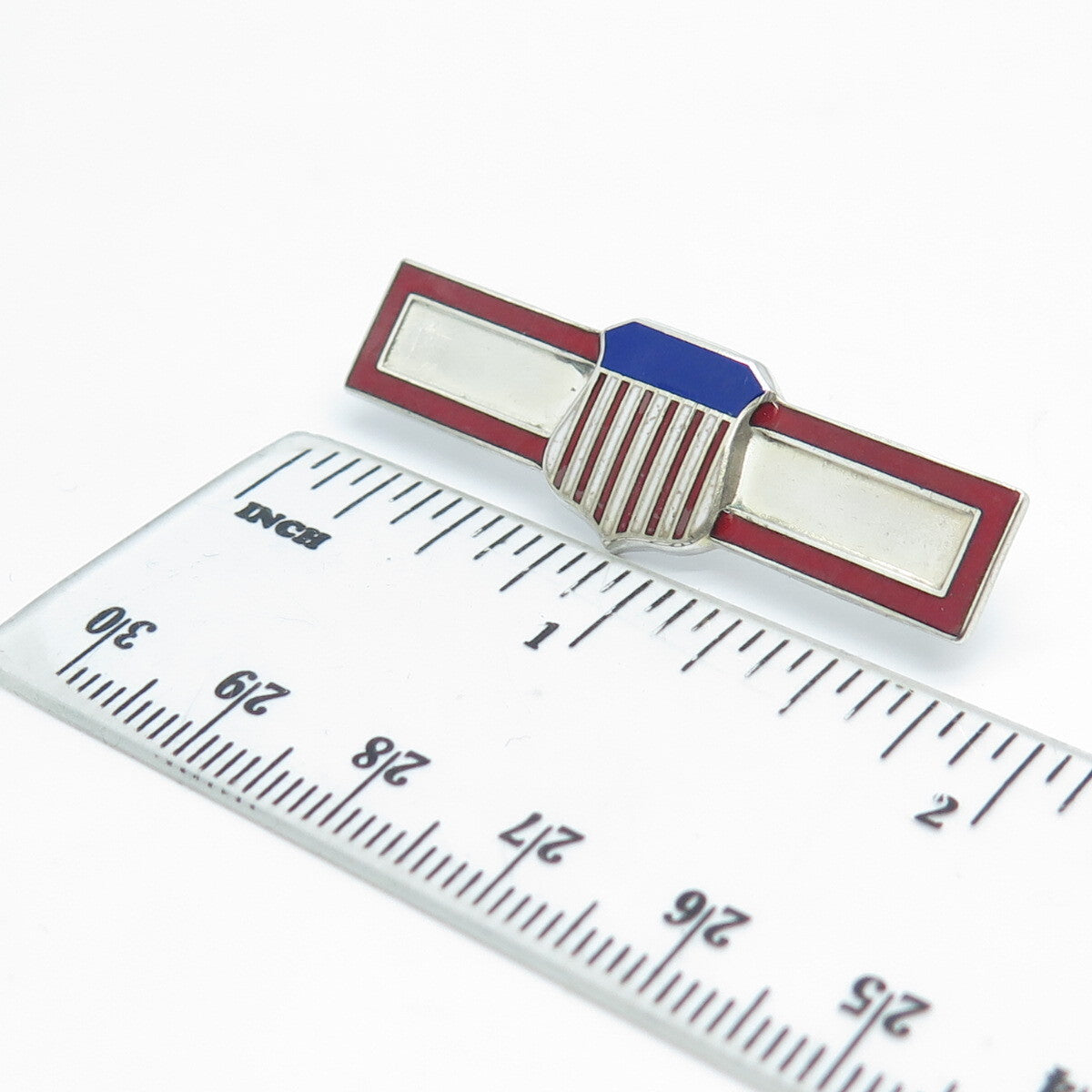 SMILO Sterling Silver Antique WWII Enamel US Army ROTC Distinguished Cadet Pin