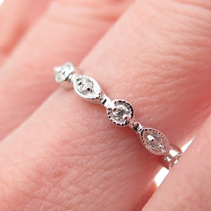 925 Sterling Silver Round-Cut C Z Eternity Band Ring Size 6.25