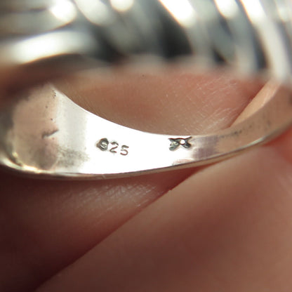 925 Sterling Silver Vintage Modernist Ring Size 6.75