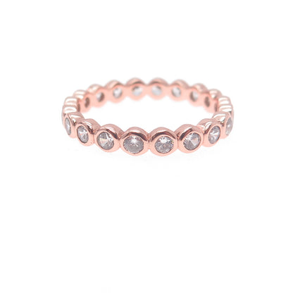 925 Sterling Silver Rose Gold Plated Round-Cut C Z Eternity Band Ring Size 8.25
