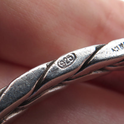 925 Sterling Silver Vintage Wheat Link Oxidized Bangle Bracelet 7.25"