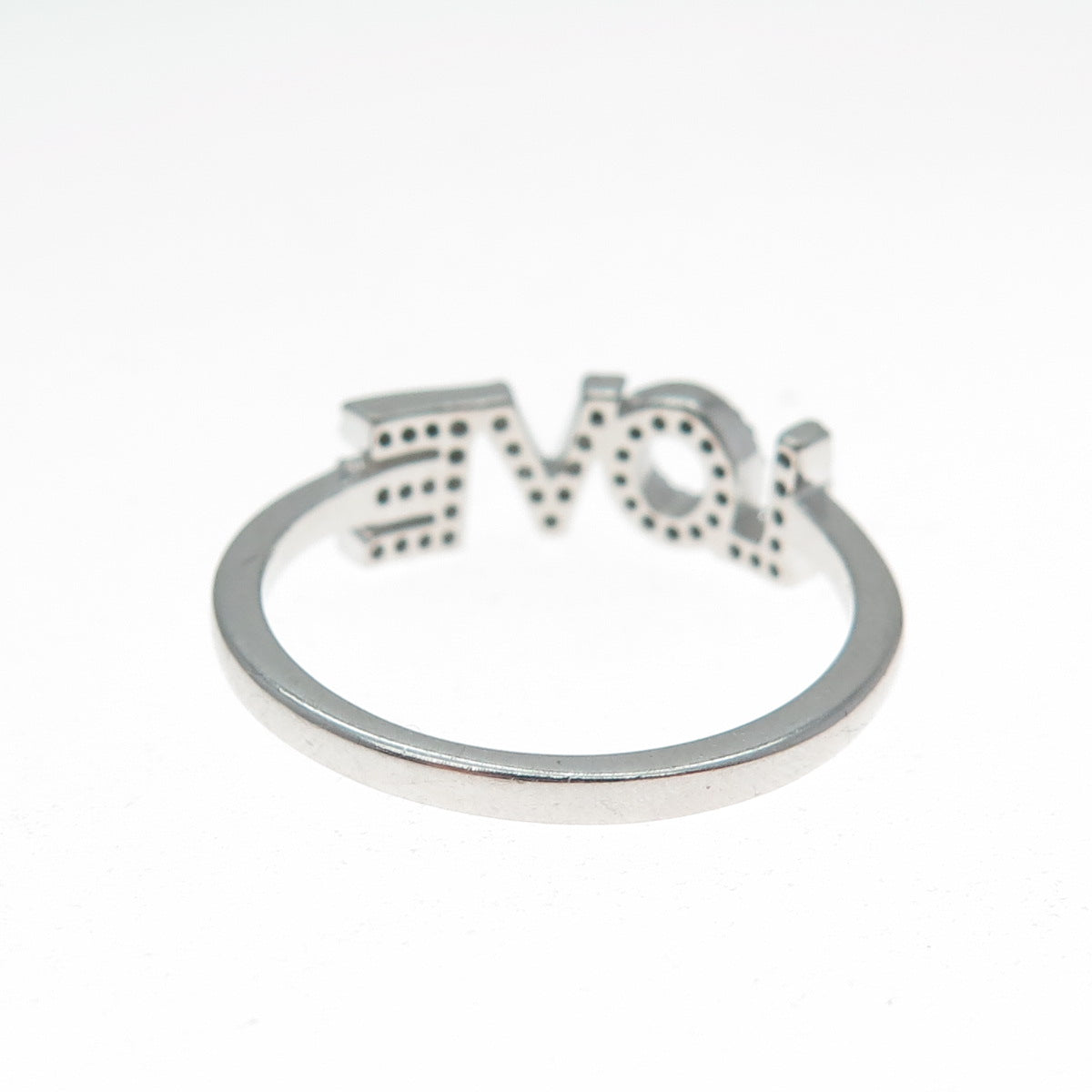 PEACE LOVE WORLD 925 Sterling Silver Round-Cut C Z I Love Myself Ring Size 9.25