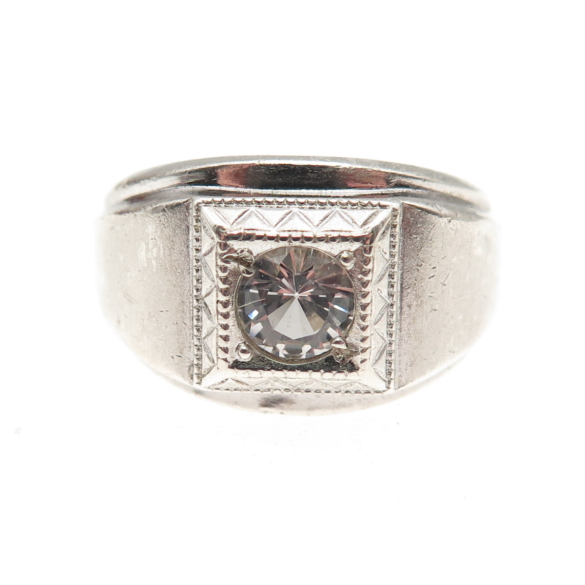ESPO Joseph Esposito 925 Sterling Silver Antique Art Deco C Z Ring Size 9