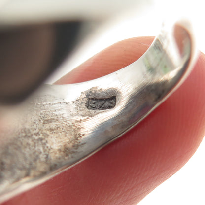 925 Sterling Silver Vintage Real Emerald-Cut Amethyst Modernist Ring Size 7.25