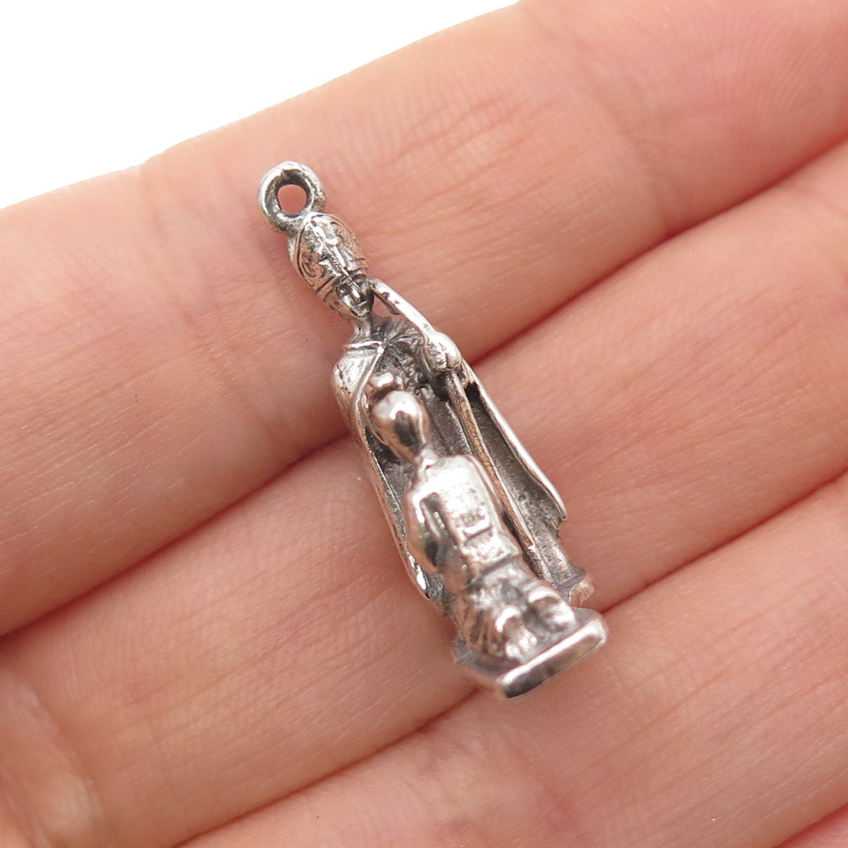CREED 925 Sterling Silver Vintage Confirmation Oxidized Mini 3D Charm Pendant