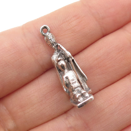 CREED 925 Sterling Silver Vintage Confirmation Oxidized Mini 3D Charm Pendant