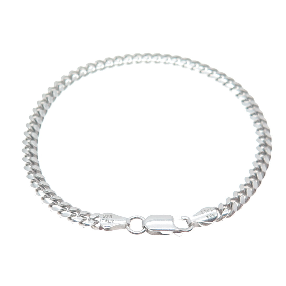 925 Sterling Silver Italy Curb Link Bracelet 7"
