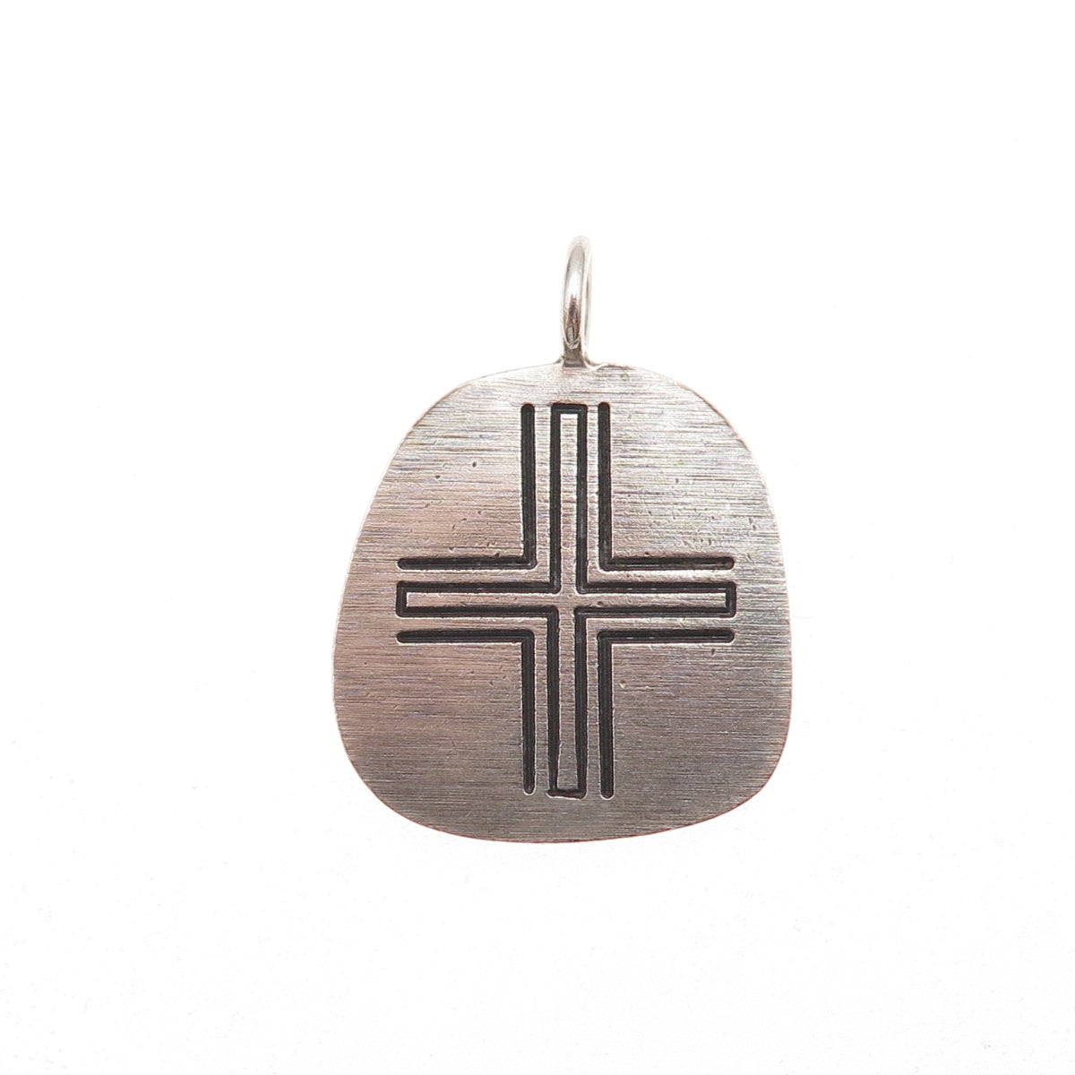 925 Sterling Silver Vintage Mexico Cross Oxidized Charm Pendant