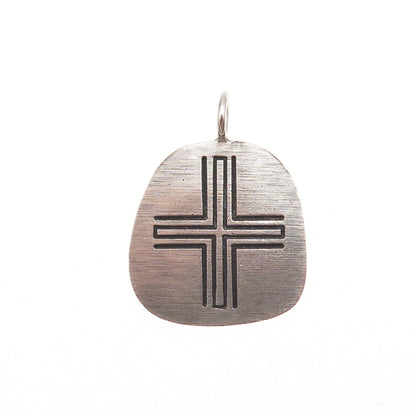 925 Sterling Silver Vintage Mexico Cross Oxidized Charm Pendant