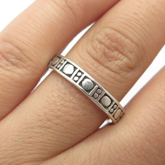 925 Sterling Silver Vintage Dotted Band Ring Size 8