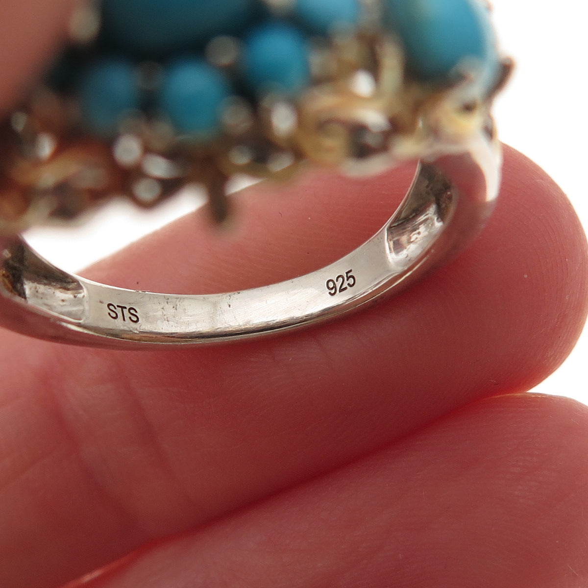 Chuck Clemency 925 Sterling 2-Tone Real Sleeping Beauty Turquoise Ring Size 8.25