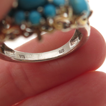 Chuck Clemency 925 Sterling 2-Tone Real Sleeping Beauty Turquoise Ring Size 8.25