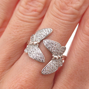 Felicia Design 925 Sterling Silver C Z Butterfly Adjustable Ring Size 8