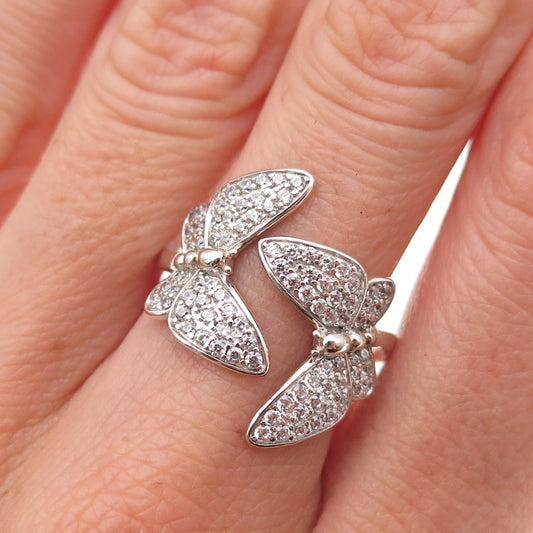 Felicia Design 925 Sterling Silver C Z Butterfly Adjustable Ring Size 8