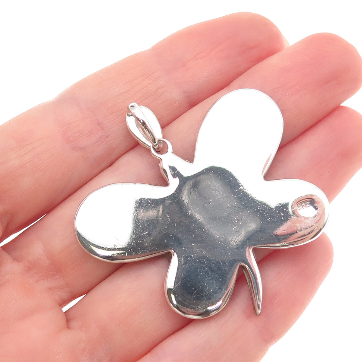 925 Sterling Silver Vintage Real Mother-of-Pearl Butterfly Pendant