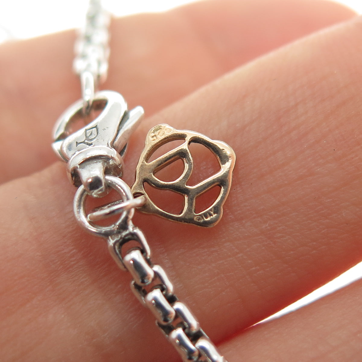 DAVID YURMAN 925 Sterling Silver 2-Tone Round Box Chain Necklace 22"