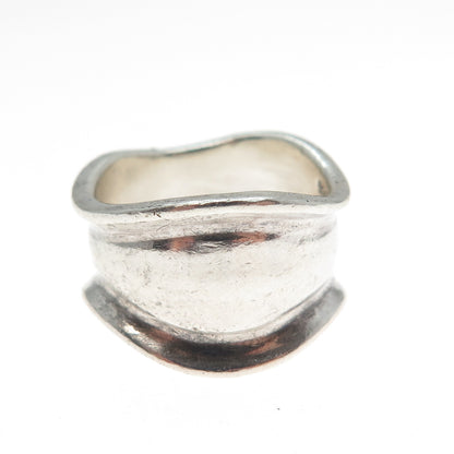 925 Sterling Silver Vintage Modernist Wavy Band Ring Size 6.75