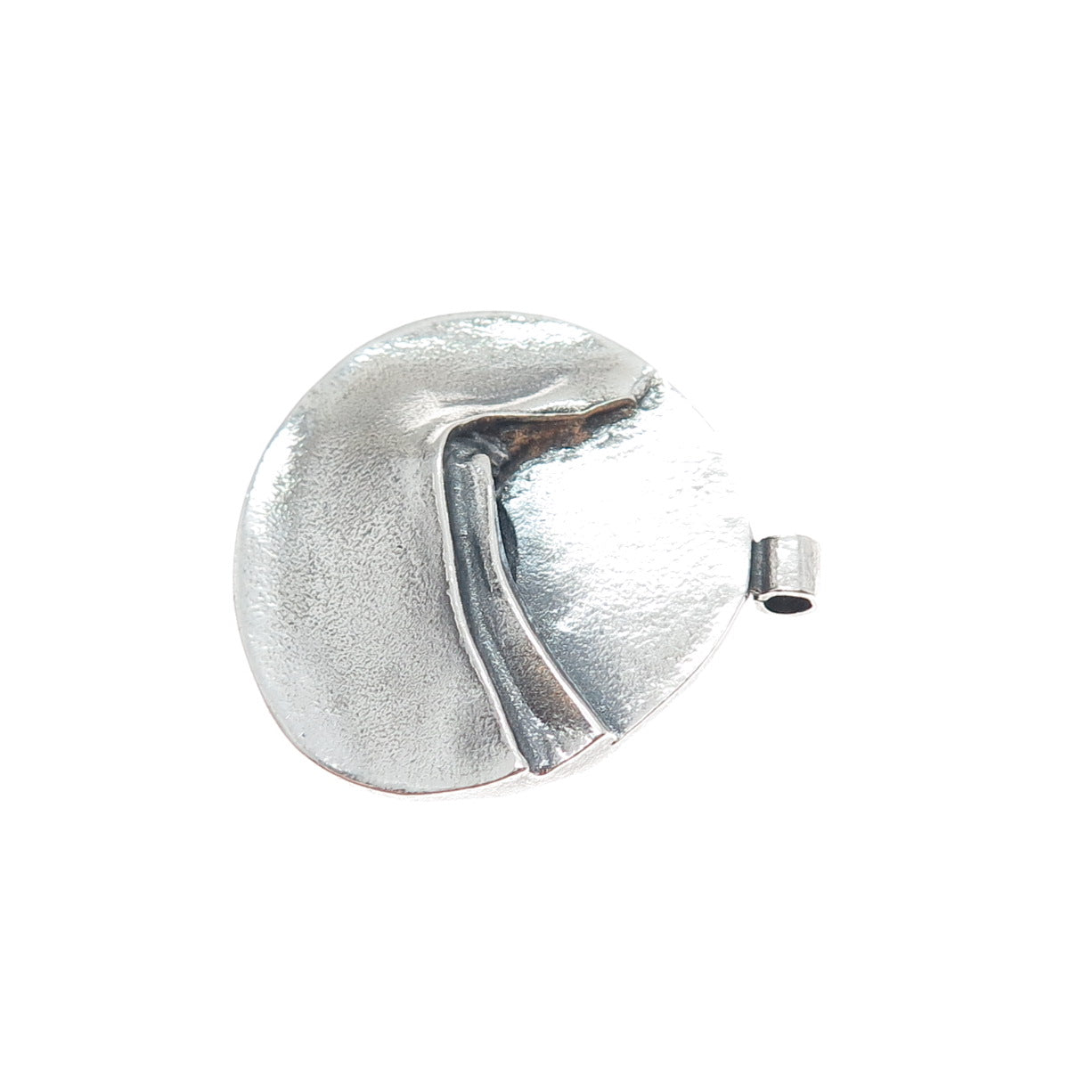 925 Sterling Silver Vintage Modernist Oxidized Slide Pendant