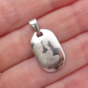 925 Sterling Silver Italy Engraved Baptism Charm Pendant