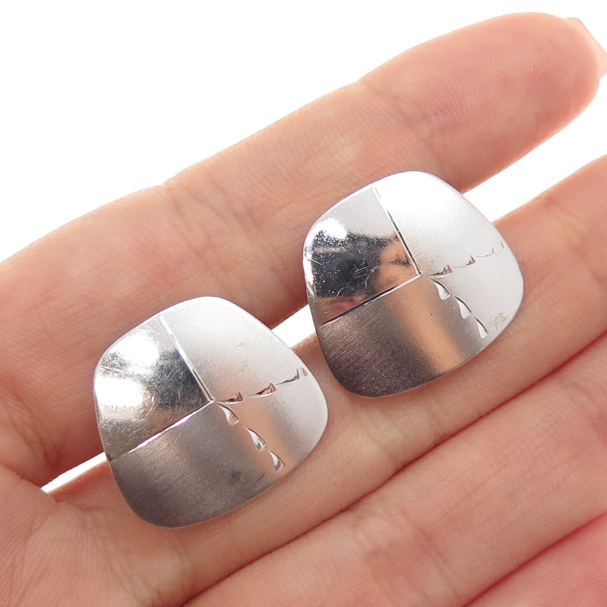 925 Sterling Silver Vintage Modernist Cufflinks