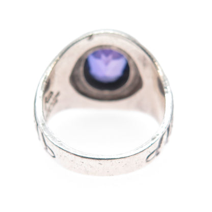 REED & CO. 925 Sterling Vintage 1983 Real Amethyst Egbert School Ring Size 6.75