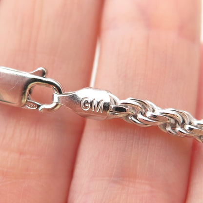 925 Sterling Silver Italy Twisted Rope Chain Necklace 20"