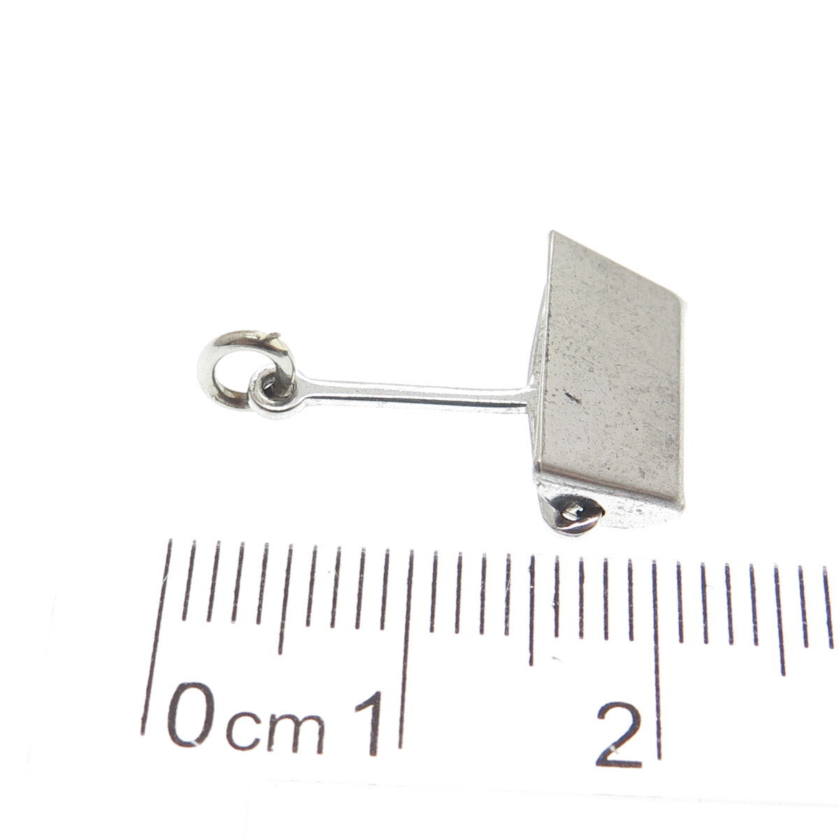 925 Sterling Silver Antique Art Deco Dust Scoop Oxidized Minimalist Pendant