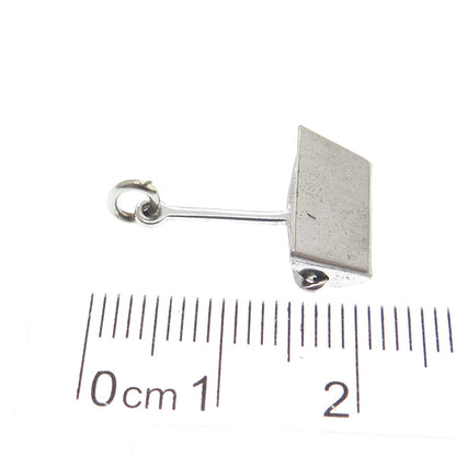 925 Sterling Silver Antique Art Deco Dust Scoop Oxidized Minimalist Pendant