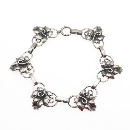 JEWELART Sterling 1/20 12K Gold Filled Antique Art Deco Floral Bracelet 7.25"