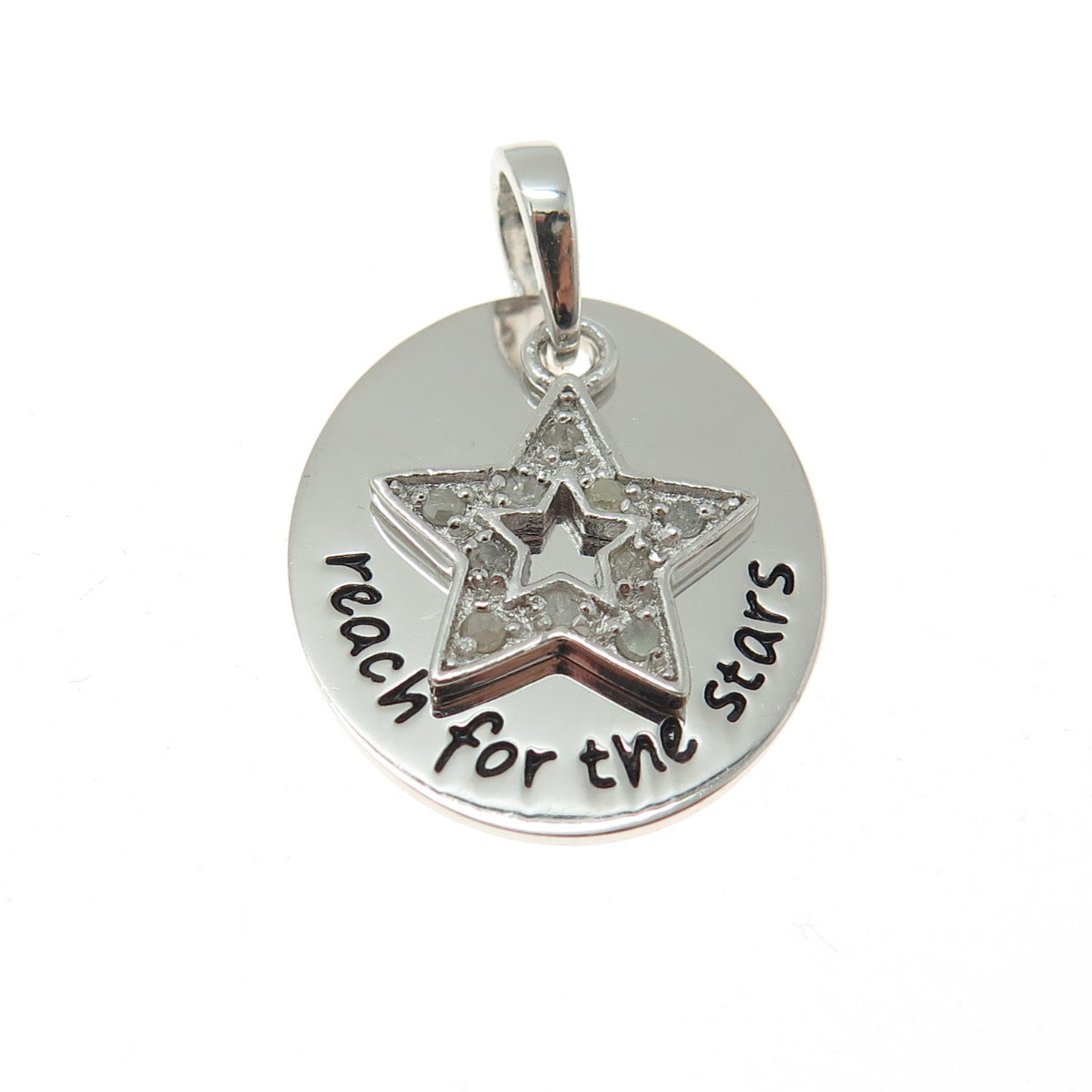 HAN 925 Sterling Silver Real Diamond "Reach For The Stars" Minimalist Pendant