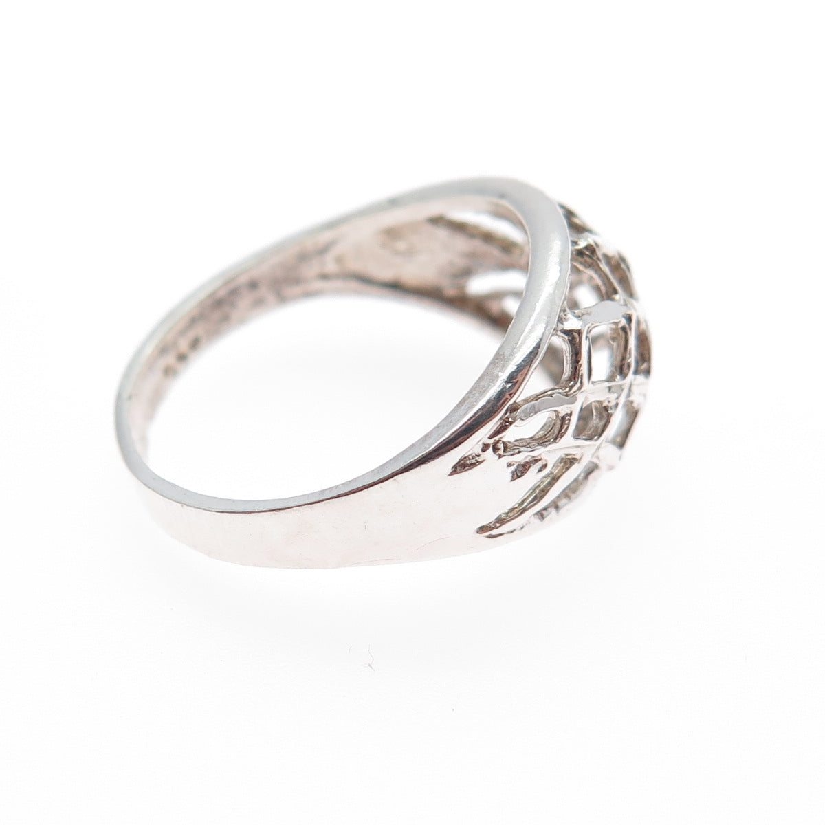 925 Sterling Silver Vintage Modernist Cage Ring Size 7.25