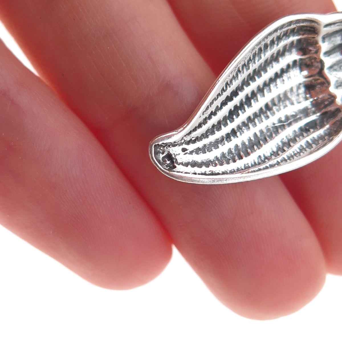 925 Sterling Silver Vintage Seashell Oxidized Charm Pendant