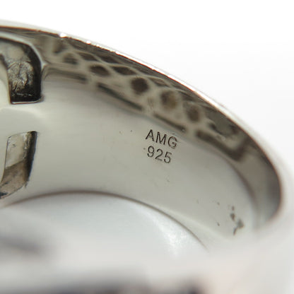 925 Sterling Silver Pave C Z Domed Ring Size 11.25