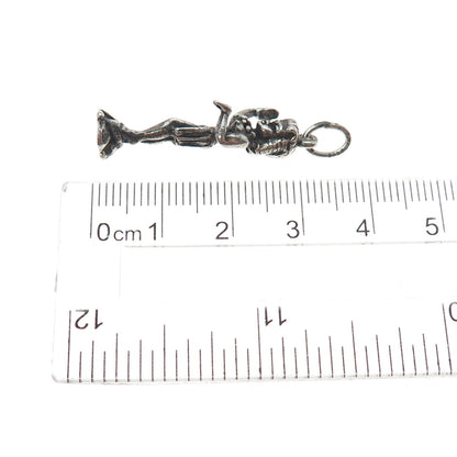 925 Sterling Silver Vintage Hula Dance Oxidized Charm Pendant