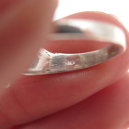 925 Sterling Silver Vintage Real Lapis Heart Oxidized Bypass Ring Size 4.5