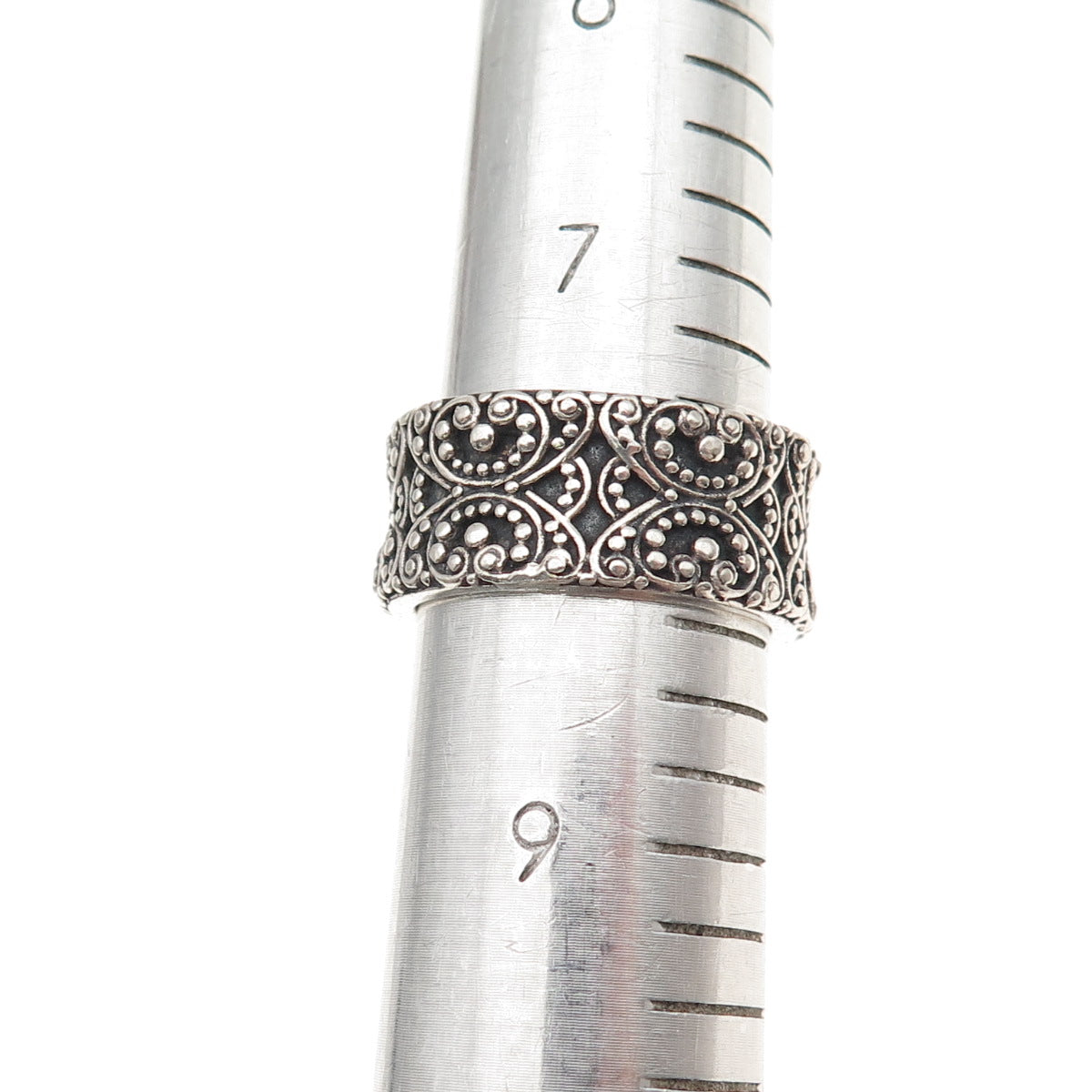 Sara Blaine 925 Sterling Silver Vintage Granulated Oxidized Band Ring Size 8.25