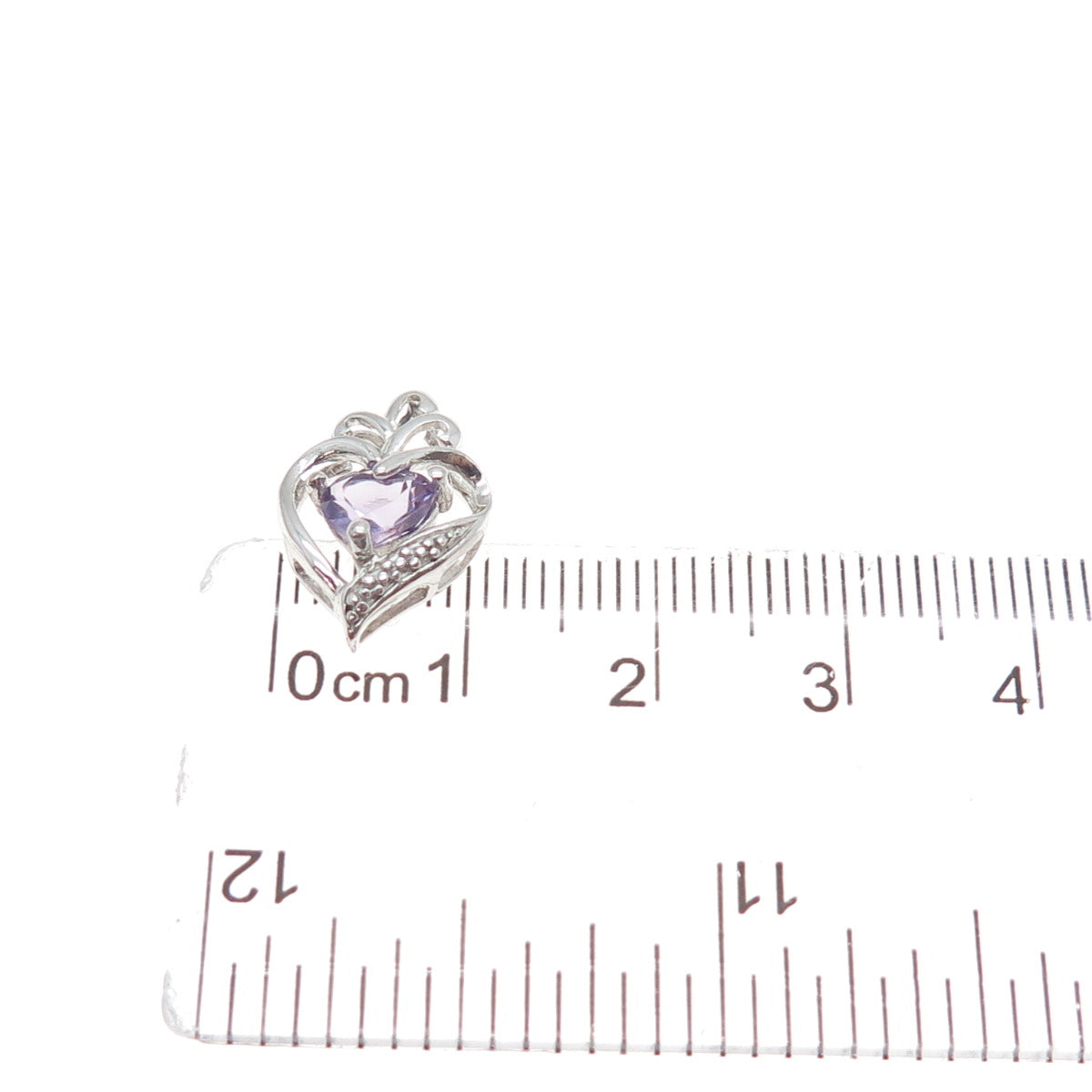 925 Sterling Silver Real Amethyst Heart Minimalist Slide Pendant