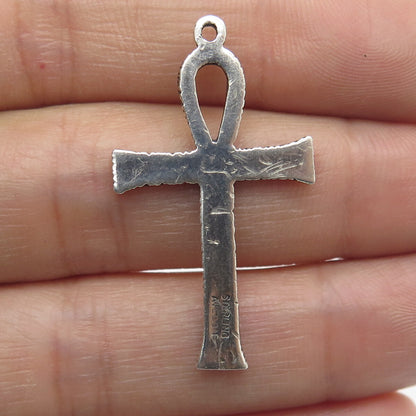 AVEDON 925 Sterling Silver Vintage Egyptian Ankh Oxidized Pendant
