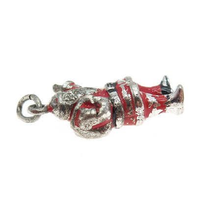 GRIFFITH & SONS CO 925 Sterling Silver Antique Enamel Santa Christmas Pendant