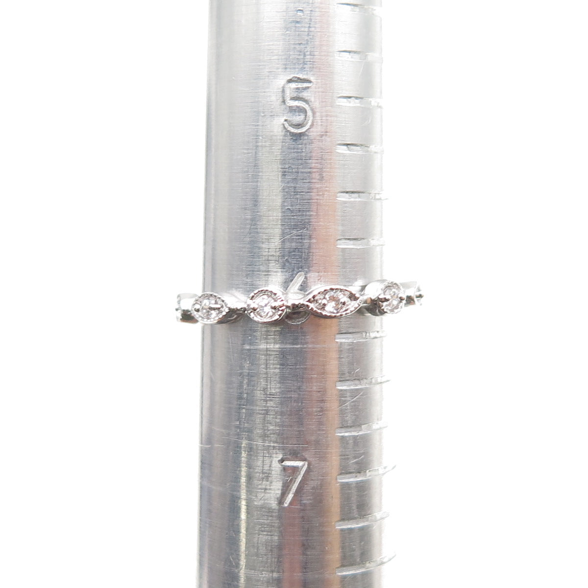 925 Sterling Silver Round-Cut C Z All Around Eternity Stackable Band Ring Size 6