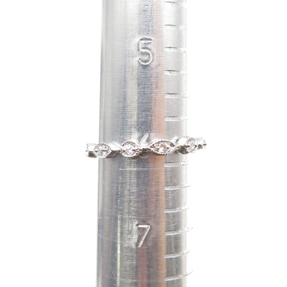 925 Sterling Silver Round-Cut C Z All Around Eternity Stackable Band Ring Size 6