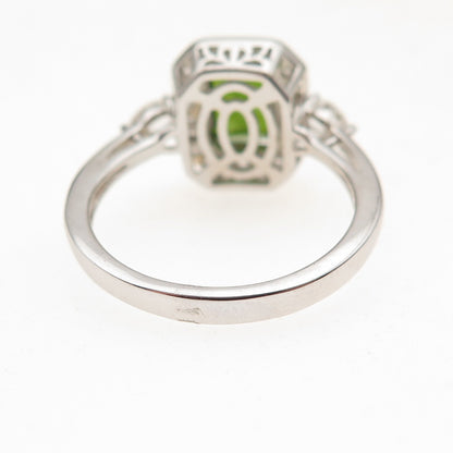 925 Sterling Silver Real Chrome Diopside & White Topaz Ring Size 8