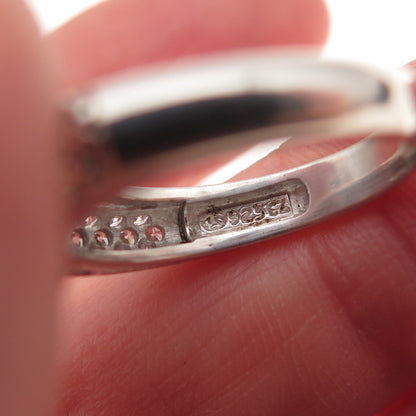 925 Sterling Silver Emerald-Cut Blue & Round-Cut White C Z Ring Size 5.25
