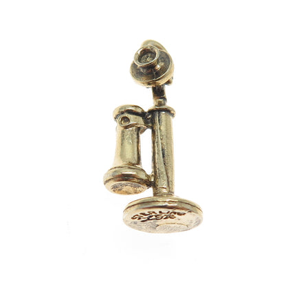 LGB BALFOUR Sterling Gold Plated Vintage Candlestick Telephone Charm Pendant