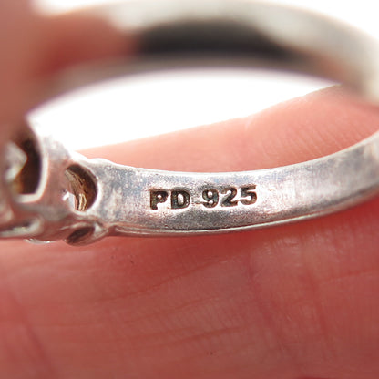925 Sterling Silver Vintage Round-Cut C Z Oxidized Promise Ring Size 7