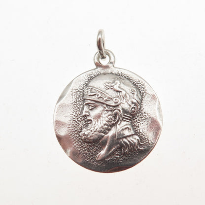 Lewis Bros. Sterling Silver Vintage Zeus Greek God Oxidized Mini Charm Pendant