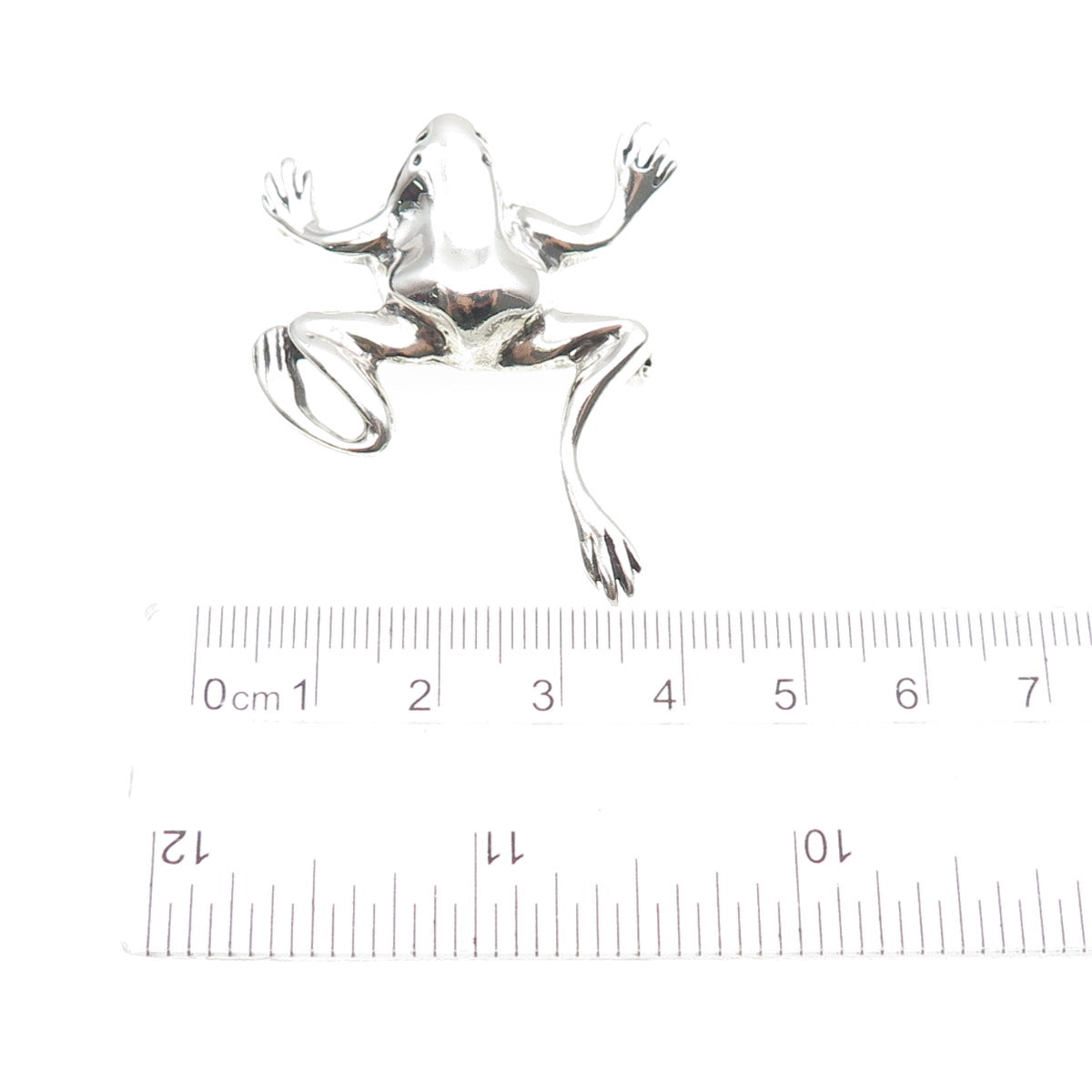 925 Sterling Silver Vintage Frog For Good Luck Oxidized Pin Brooch