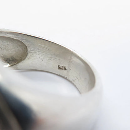 925 Sterling Silver Vintage Ribbed Domed Ring Size 6